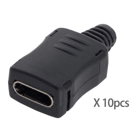 cablecc 10set DIY 4pin USB 2.0 Type C Female Socket Connector SMT Type with PC Board & Housing & 3.0mm SR...