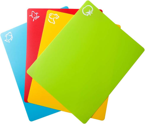 8pcs Flexible Plastic Cutting Board Mats, 2 Pack Colored Mats With Food Icons, Gripped Back, Cutting board Set of 4 (2)...