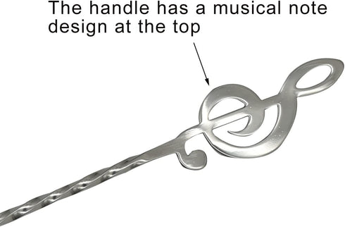 4Pcs 12inch Musical Note Bar Spoon 18/10(304) Stainless Steel Cocktail Shaker Spoon Long Spiral Handle Stirring Spoon for Bartender Mixing Ice Tea...