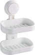 Double Layer Soap Dished Holder Suction Cup, Soap Bar Holder with Drainage Design for Soap Saver, Wall Mounted Soap Tray for Bathroom Shower, Reus...