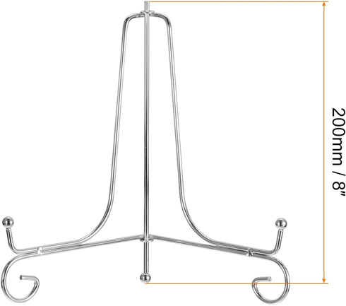 uxcell Plate Stand for Display, 8 Inch 4Pcs Iron Decorative Plate Holder Metal Easel Folding Display Stand for Photo Picture Frame, Silver...