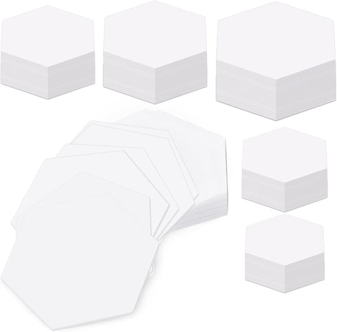 600 Pieces Paper Piecing Hexagon Paper Piecing Template 6 Sizes White Paper Piecing Quilting Template Hexagon Shape for Quilting, Sewing, Craft Id...
