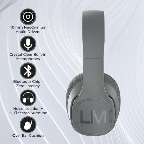 Louise&Mann Wireless Headphones Over Ear, Bluetooth Headphones 5.3, Foldable Lightweight with Soft Memory Foam Earmuffs, Built-in Mic with Wired M...
