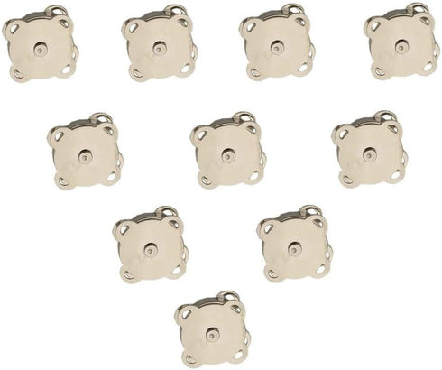 WAFJMAF 10 Sets Sew in Magnetic Plum Blossom Bag Button, Snaps, Clasps, Great for Purses Bags Clothes (19mm, Silver)...