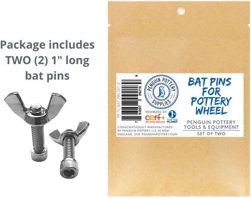 Penguin Pottery - Bat Pin - Set of 2 - Works with Any Standard Wheel Head Ceramic Bats - Pottery Wheel Bat- Replacement Bat Pins (Set of 2)...