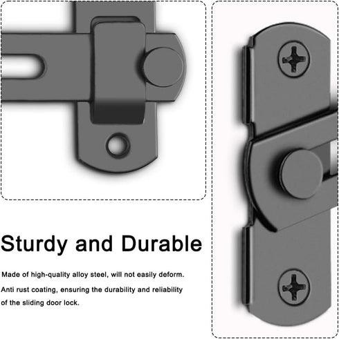 2PCS Barn Door Lock, 180 Degree Flip Sliding Barn Door Latches, Gate Latch for Barn Door, Sliding Door, Pet Door, Garage, Bathroom, Window, Outdoo...