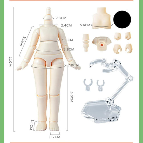 1/12 Scale BJD Doll Body 9.6cm/11cm YMY2 Body Action Figures Replacement Body Doll Accessories (Normal White,11cm)...
