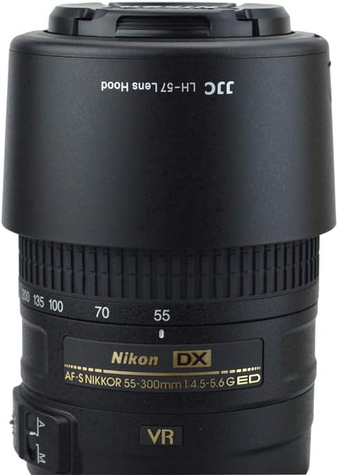 Reversible Camera Lens Hood HB-57 Replacement for Nikon DX 55-300mm F4.5-5.6G ED VR Zoom Lens on D500 D7500 D7200 D7100 D7000 D5600 D5500 D5300 D5...