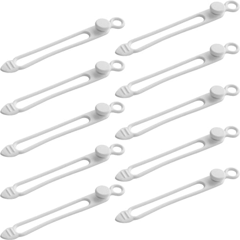 TENOC Silicone Cable Ties 10 Pcs White Reusable Cable Holder Elastic Cord Straps Flexible Wire Organizer for Phone Tablet Charging Cable and Heads...