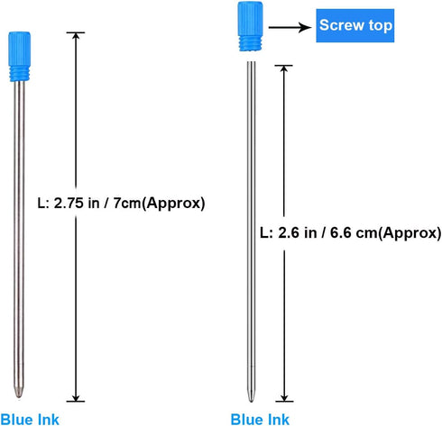 Penyeah D1/ 2.75" Ballpoint Pen Refills 4-in-1 Stylus/Diamond Stylus/Lighted Tip Pen/Led Pen Light or Other Brands,0.7mm Fine Point (Pack of 12, B...