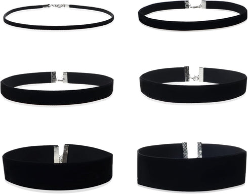 Choker Set 6 PCS Necklace Gothic Choker Velvet Gothic Classical Collars(Black/Claret Red)...