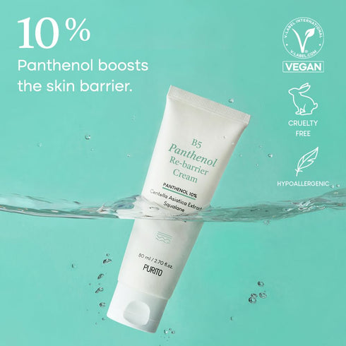 PURITO B5 Panthenol Re-barrier Cream 2.70 fl.oz. / 80ml, Rich Moisturizing Cream with 10% Panthenol for Strenthening the Skin Barrier, No Silicone...