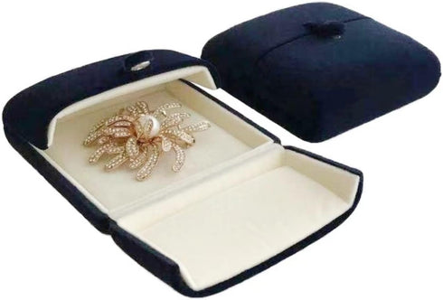 Navy Blue High End Luxurious Velvet Jewelry Box for Brooch Honorary Pin Badge Box Special Presentation Premium Grade Unique Design (Jewelry is not...