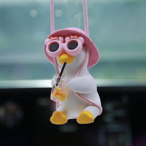 Cool Swinging Duck Car Hanging Ornament, Pendant Interior Rearview Mirror Decoration and Car Rear View Mirrior Hanging Accessories (Bottle Duck)...