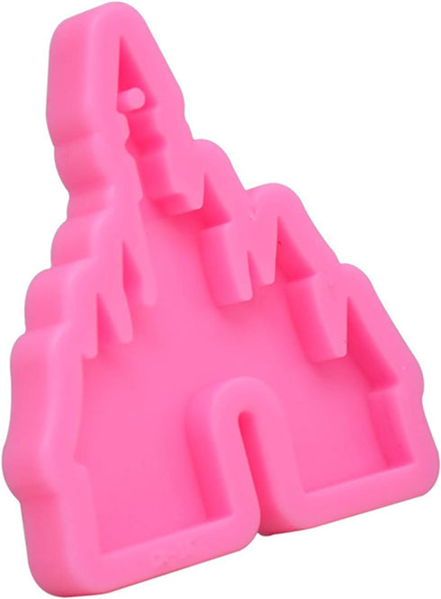 2 Pcs Castle Silicone Mold with Hole Castle Shaped Keychain Molds Chocolate Candy Cake Clay Baking Moulds and 10 Pieces Key Rings with Chain- Cast...