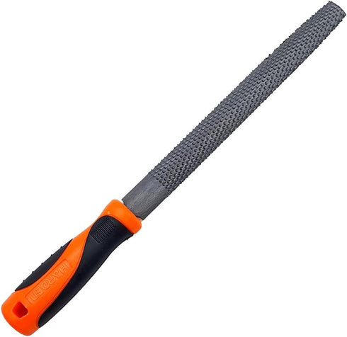 Edward Tools Harden 8" Half-Round Rasp Woodworking File with Rubber Handle - Heavy Duty Carbon Steel - Great for Rapid Removal of Material - Tool ...