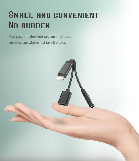 iPhone AUX Adapter for Headphone Jack Cable Dongle 2in1 Lightning to 3.5mm Splitter Apple Charger Cord MFI Certified Audio adaptador para Earbud M...