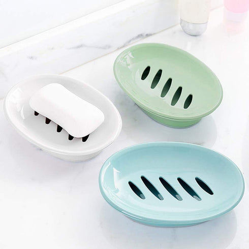 WYOK 2-Pack Soap Dish with Drain Plastic Sponge Holder Easy Cleaning Soap Saver Tray Caddy Keep Dry Stop Mushy for Shower Bathroom Kitchen(White)...