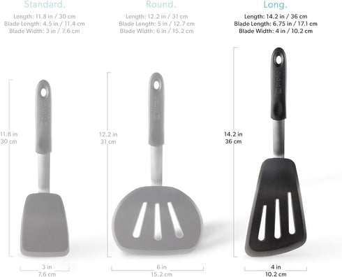 DI ORO Silicone Fish Turner - Nonstick Cookware Spatula, 600F Heat-Resistant, BPA Free, Slotted, Non Stick Thin Egg Flipper (Black)...