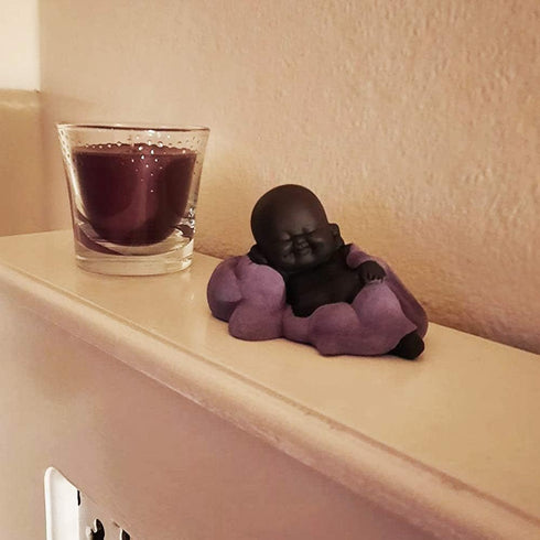 Kingzhuo Ceramic Tiny Cute Buddha Statue Monk Figurine Creative Baby Crafts Dolls Ornaments Gift Classic Delicate Ceramic Arts and Crafts Tea Acce...