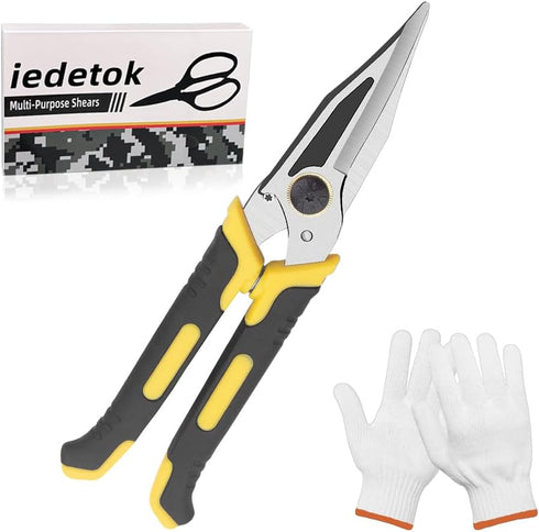 Stainless Steel Industrial Scissors, Utility Scissors Heavy Duty with Non-Slip Comfortable Handle & Safety Lock, Ultra Sharp Stainless Steel Sciss...