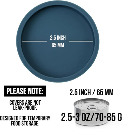 3 Pack Small Cat Food Can Lids, Silicone Pet Food Can Lids Covers for 3 oz 2.5 oz Cat Food Cans, Dark Blue...