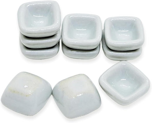 ½" Inch Wide White Square Ceramic Bowls Set Of 10 Pieces Tiny Tableware - Miniature Tray Plate Crockery Cutlery Kitchen Utensil Hand Made Painted ...