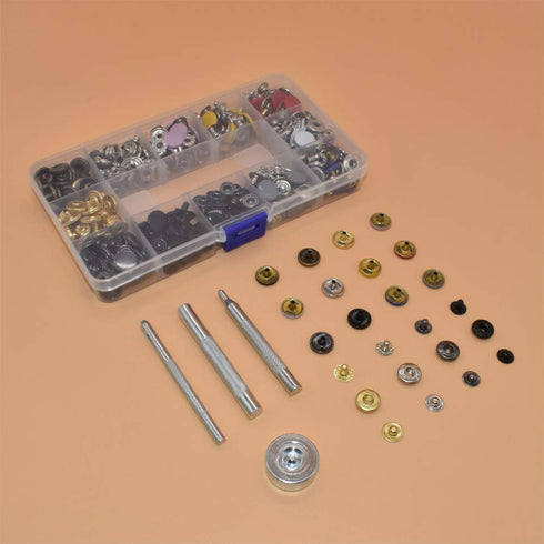 12.5 mm Snap Fastener Kit 12 Colors 120 Sets Clothing Snaps Metal Solid Snaps Buttons Kit Press Tool for Clothing Sewing and Crafting...