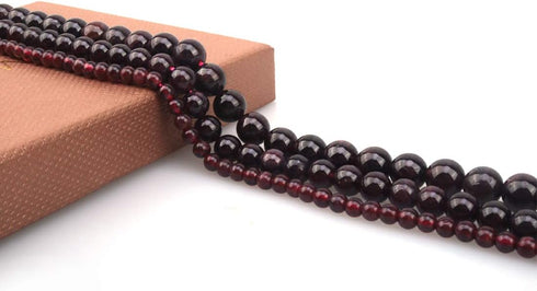8mm Natural Garnet Stone Round Loose Stone Beads for Jewelry Making DIY Crafts Design 1 Strand 15" APPR.43-45pcs...