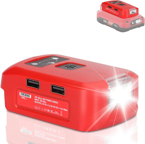 Battery Adapter USB Phone Charger Compatible with Craftsman V20 20V Lithium Battery,Aliarm Battery Converter Adapter USB Power Source with Dual US...