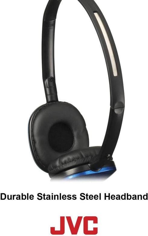 JVC Black Flat and Foldable Colorful Flats On Ear Headphone with 3.94 foot Gold Plated Phone Slim Plug HAS160B......