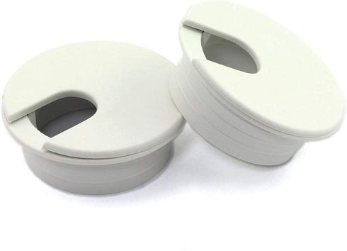 HJ Garden 2pcs 1-3/8 inch Desk Wire Cord Cable Grommets Hole Cover for Office PC Desk Cable Cord Organizer Plastic Cover White...