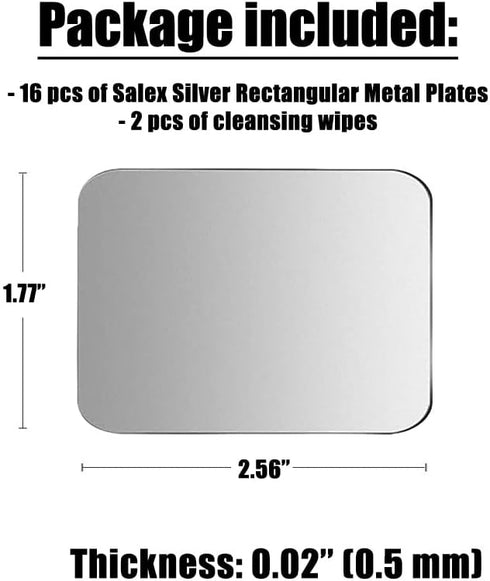 Replacement Metal Plates Set for Magnetic Car Mount, Wall, Phone Holder. 16 Large Silver Iron Discs Without Holes for Magnets. 3M Adhesive Thin St...
