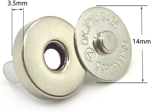 50 Sets Silver Tone Magnetic Purse Snap Clasps Button/Great for Closure Purse Handbag Clothes Sewing Craft No Tools Required 14mm...