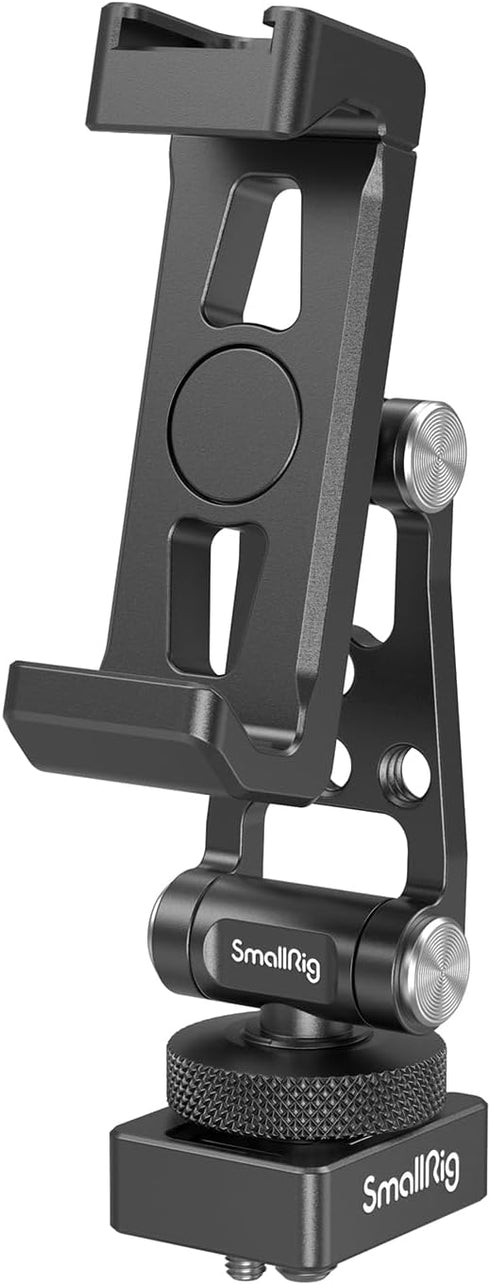 SMALLRIG Universal Phone Tripod Mount, Metal Cell Phone Mount with Cold Shoe Mount and M4 screws for DJI Stabilizers, Free Adjustment Phone Mount ...