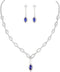 Unicra Silver Bride Wedding Jewelry Sets Blue Crystal Bridal Necklace Earrings Set Rhinestone Prom Costume Jewelry Set Choker Necklace for Women a...