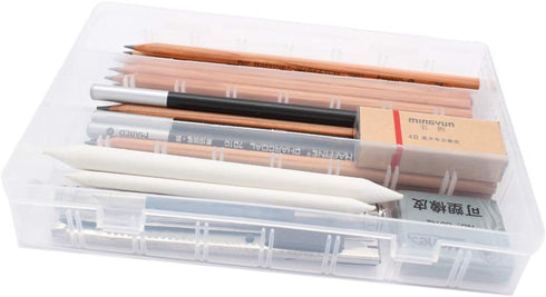 SIPLIV Sketching Pencil Set, 18 Pcs Sketch Pen 3 Pcs Charcoal Pen Paper Erasable Pen Eraser Plastic Pencil Case Craft Knife Pencil Extender 29Pcs ...