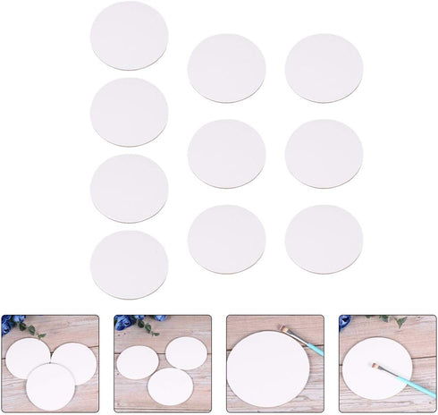 10pcs Round Painting Canvas Panel Boards Canvas Drawing Board Stretched Artist Canvas Canvas Painting Board for Drawing Painting DIY Student Artis...