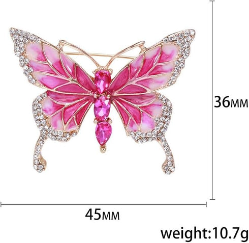 Pink Butterfly Brooches and Pins Crystal Butterfly Insect Safty Pin Dress Coat Suit Decor...