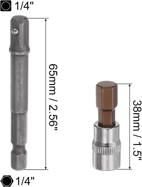 uxcell H8 Hexagon Bit Socket, 1/4" Square Drive CR-V Sockets, S2 Steel Bits 1.5" Length with Hex Shank Power Drill Adapter...