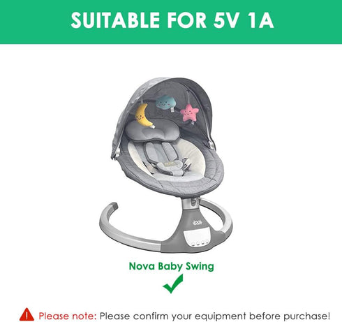 5V Replament Charger Power Cord for Baby Swing Compatible with Nova Baby Swing for Infants Motorized Portable Swing Power Adapter...