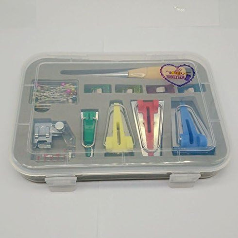 HONEYSEW Bias Tape Maker 6MM 12MM 18MM 25MM with Binder Foot Bradawl Quilting Clips Sewing Pins Kit (BTM-S2)...
