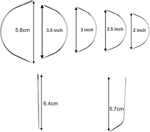 35 pcs J I C Curved Needles Hand Sewing Needles Hair Weave Needles for Wig Making, Carpet Leather, Canvas Repairing, Modelling and Crafts Sofa Clo...