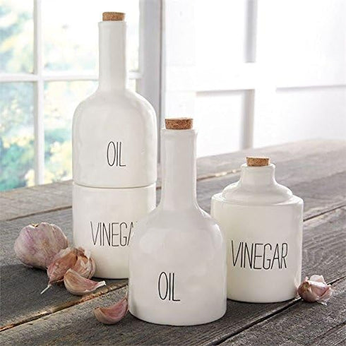 Stacked Oil and Vinegar Decanter Set, White...