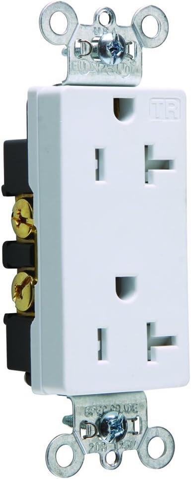 Legrand Pass & Seymour TR26362W 20 Amp Tamper-Resistant Heavy-Duty Decorator Duplex Receptacle Outlet, Back and Side Wire, White (1 Count)...