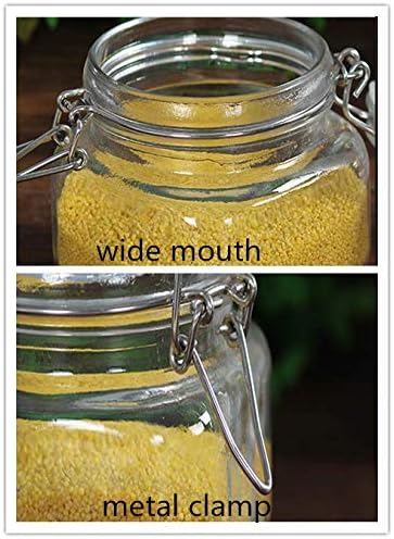 Encheng 16 oz Glass Jars With Airtight Lids And Leak Proof Rubber Gasket,Wide Mouth Mason Jars With Hinged Lids For Kitchen,Glass Storage Containe...