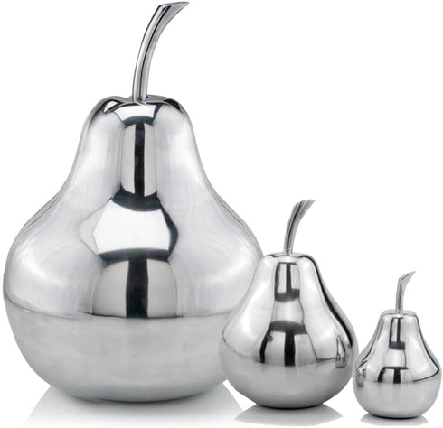 Modern Day Accents 3863 Peral Small Polished Pear, Fruit Decor, Gifts, Tabletop, Silver Home Decor Centerpiece, Room Decor Aesthetic, Office Desk ...