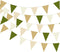 32 Meters 105ft Olive Green Tan Brown Beige Party Bunting Banner Cream Ivory Fabric Pennant Champagne Khaki Triangle Flags, Neutral Decorations fo...