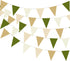 32 Meters 105ft Olive Green Tan Brown Beige Party Bunting Banner Cream Ivory Fabric Pennant Champagne Khaki Triangle Flags, Neutral Decorations fo...