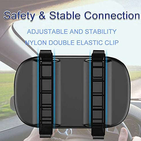 JONMON Car Visor Mirror - 6.7 Inch Auto Makeup Cosmetic Vanity Sun-Shading Mirror with Adjustable Double Elastic Clip Clamp Universal for Mount on...